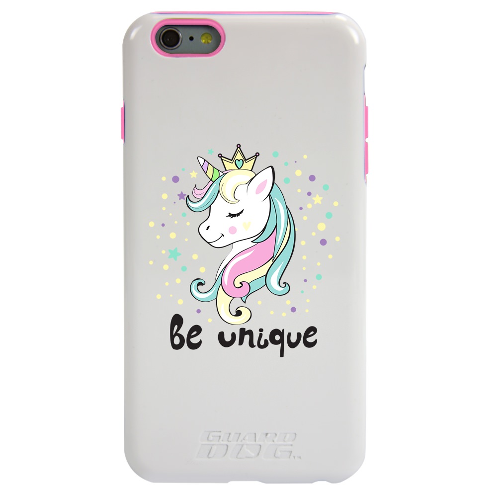 vervoer passend Identiteit Guard Dog Be Unique Unicorn Hybrid Phone Case for iPhone 6 Plus / 6s Plus ,  White with Pink Silicone - MobileMars