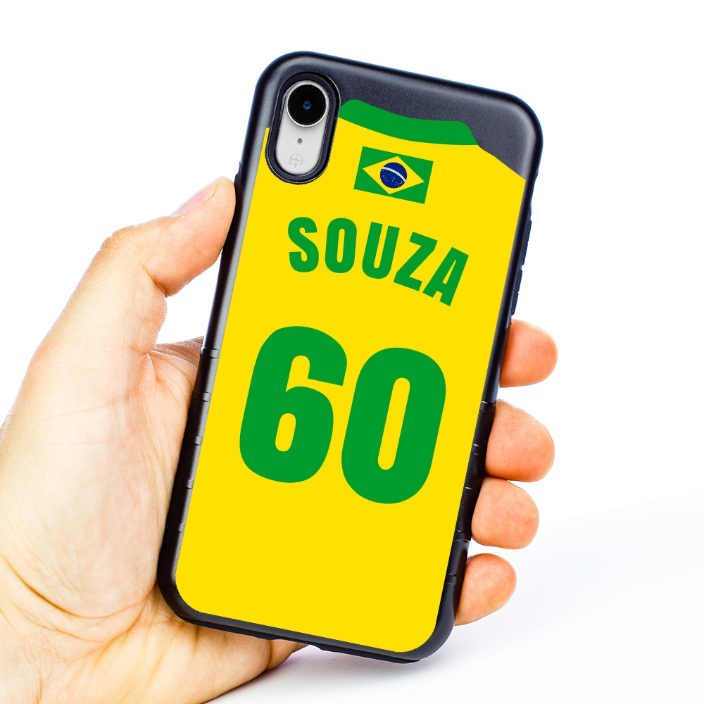Personalized Brazil Soccer Jersey Case for iPhone XR – Hybrid – (Black  Case, Black Silicone)