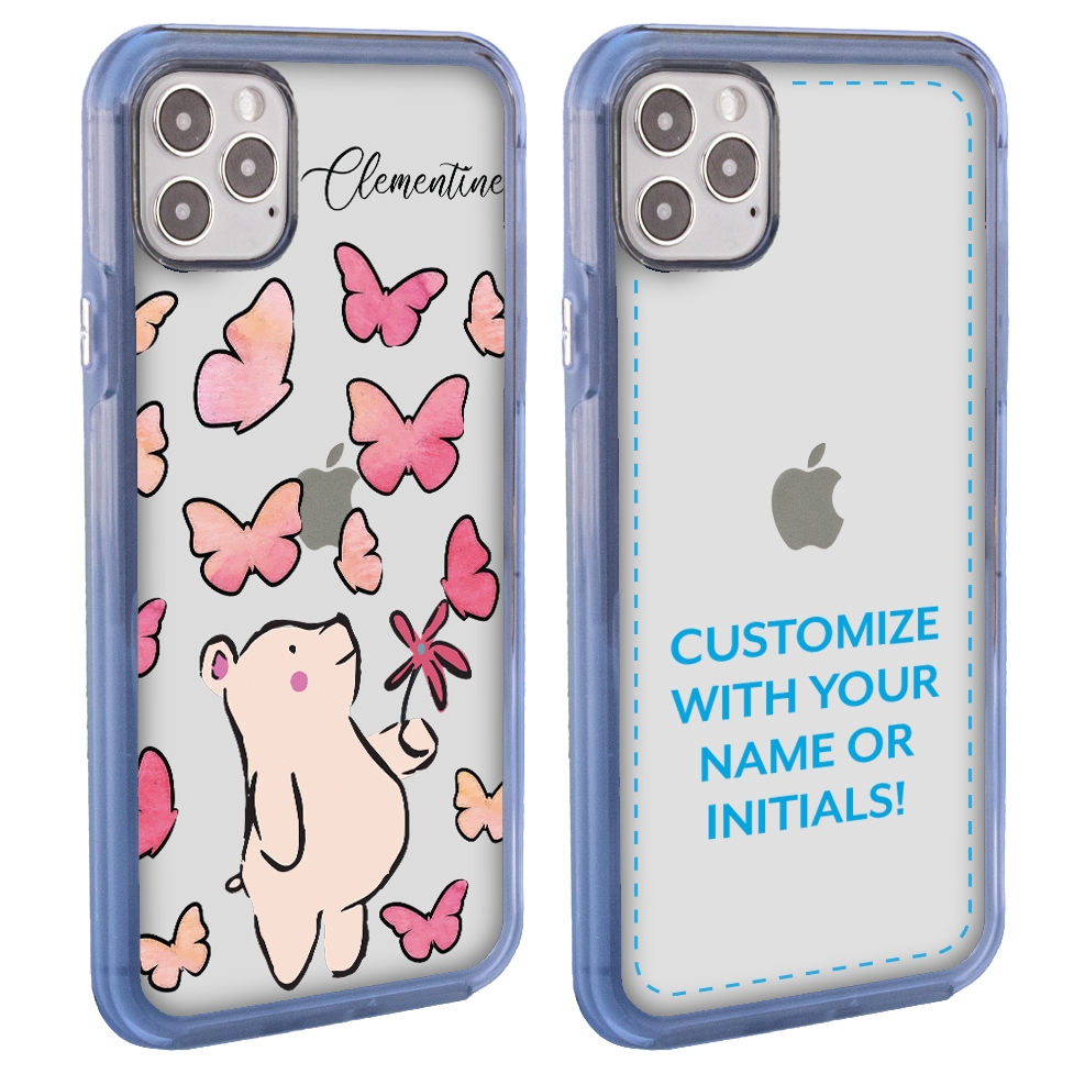 Personalized Cute Animal Case For Iphone 12 Pro Max Clear Bear Butterflies Mobilemars