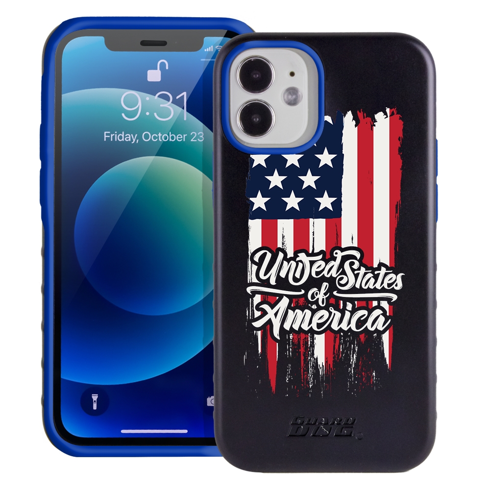 Guard Dog Protective Hybrid Case for iPhone 12 Mini American Flag Design –  USA Torn Black with Blue Silicone - MobileMars