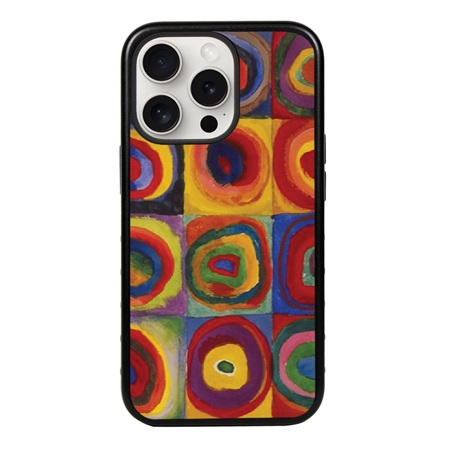 Famous Art Case for iPhone 15 Pro (Wassily Kandinsky – Squares with Concentric Rings) 
