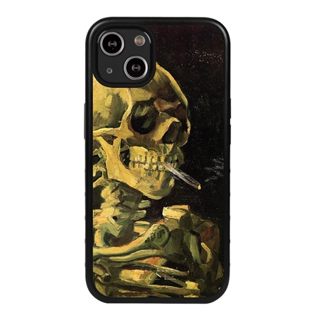 Famous Art Case for iPhone 14 (Van Gogh - Skull with Burning Cigarette) 
